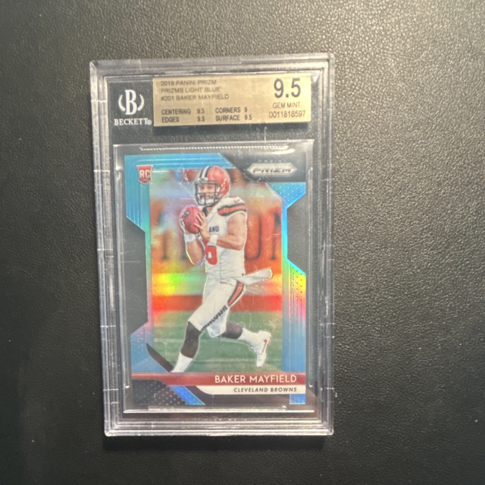 Panini 2018 Prizm Light Blue Rookie #201 Baker Mayfield Browns BGS 9.5 /199