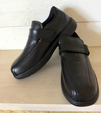 OrthoFeet 585 Leather Hook  Loop Oxford Shoes Men  s Black US 11 2E Wide NEW