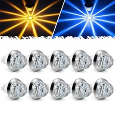 10 Pcs 3/4 inch Amber to Blue LED Watermelon Side Marker Lights, Amber/Blue