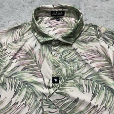 Bad Birdie Polo Shirt Mens Medium Multicolor Leaves Performance Stretch Golf