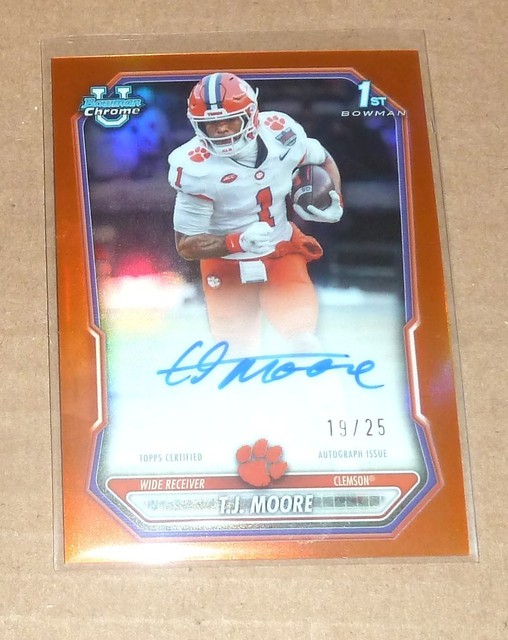 2026 Bowman Chrome AUTO Orange #d / 25 TJ MOORE Clemson Autogramm