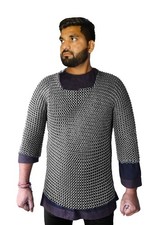 Medieval Chainmail Haubergoen Butted Shirt 10mm ID Butted Ring Armor Mild Steel