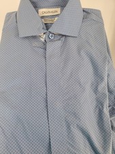 Calvin Klein Dress Shirt Men's S 14-14.5 32/33 Faded Blue Infinite Color Slim