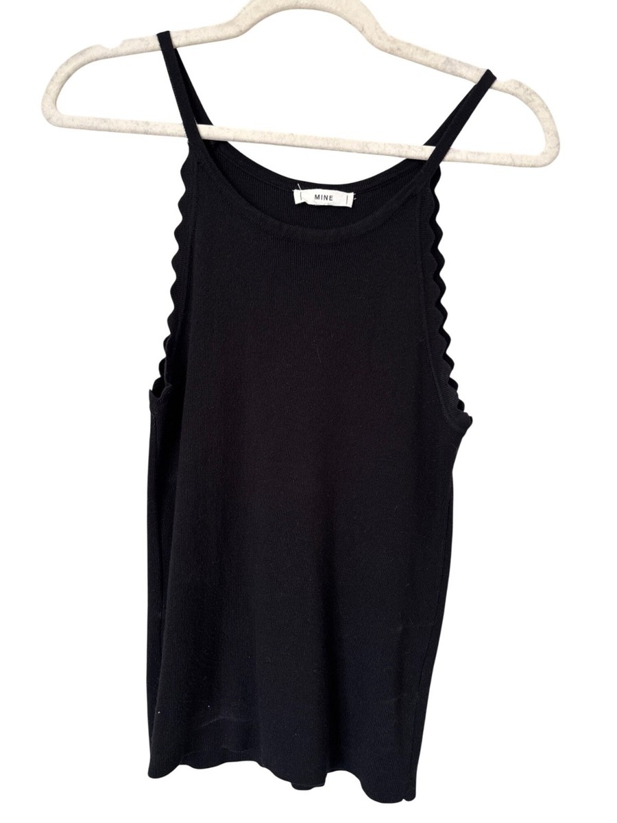Mine Tank Top Size XS Sleeveless Scoop Neck Scalloped Trim