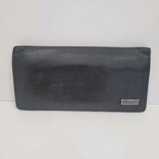 Burberry Black Label Wallet Black Bifold Card Bill Holder Leather Logo Slim Larg