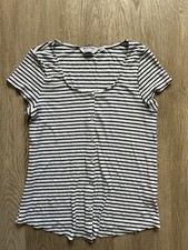 Dorothy Perkins Maternity Button Up Black & White Striped T-Shirt - Size M 