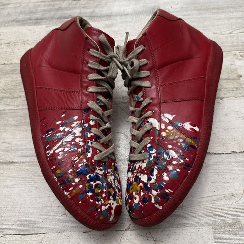 Maison Margiela Replica GAT High Red Paint Splatter Sneakers Mens 14 47 Italy