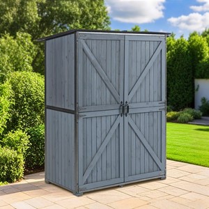 5×3 FT Outdoor Storage Cabinet Vertical Garden Tool Shed Waterproof Asphalt Roof