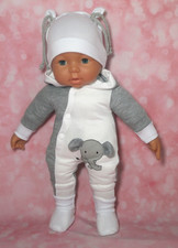 Puppenkleidung  Kombi Set Strampler Elefant Overall Re born  Baby 43cm-46cm