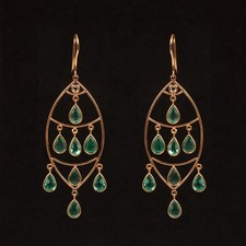 Gemstone Emerald Chandelier Earrings Sterling Silver Bridal Jewelry Gold Plated
