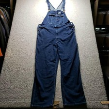 HISEA Overalls Mens 40x30 Blue Denim Bib Workwear Carpenter Utility Pants