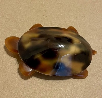 Authentic LEA STEIN Vintage Turtle LARGE Brooch Couture Tortoise Shell Plastic