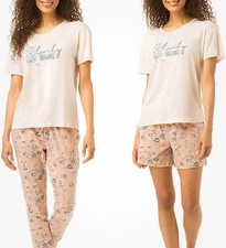 Lucky Brand Women's Size 2X 3 Piece Pajama Set, Tee, Short, Jogger Pants Pink