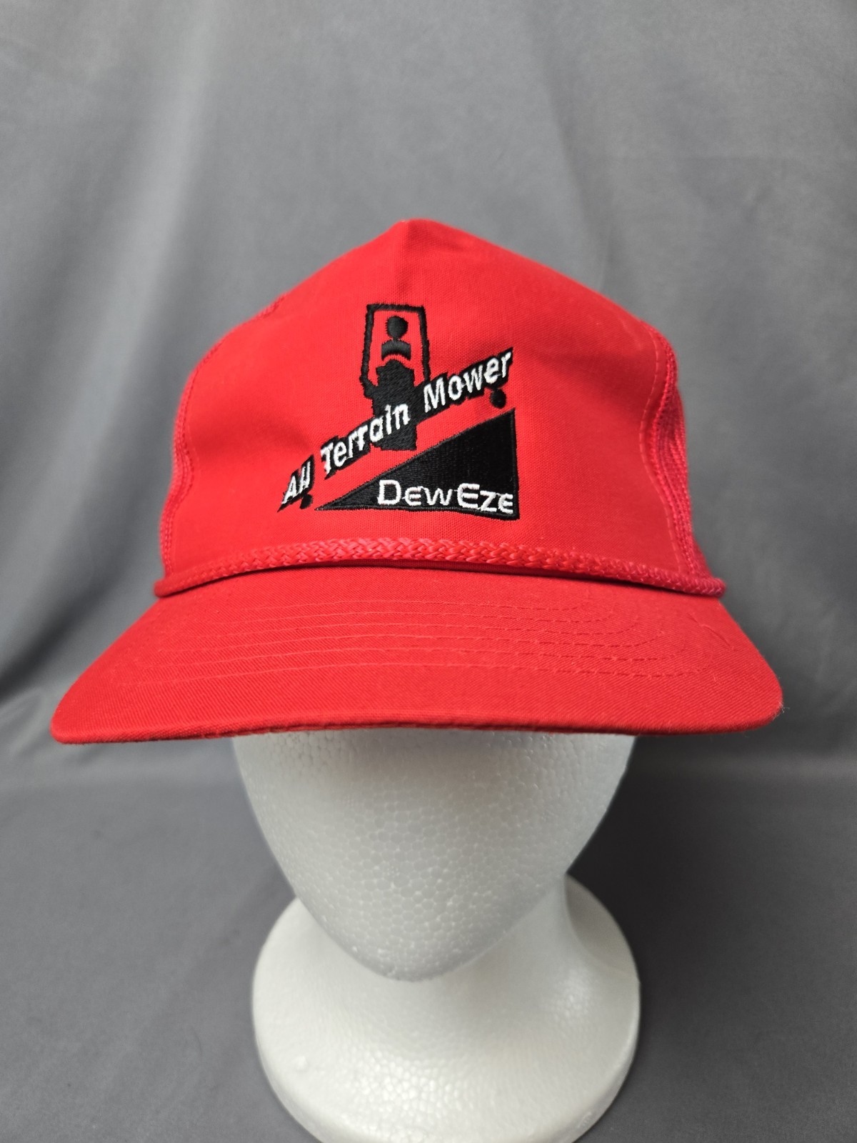 Vintage Red DewEze All Terrain Mower Truckers Cap Mesh Snapback Hat