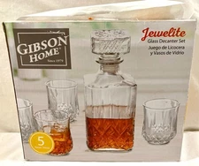 Gibson Home Jewelite Glass Decanter 5 Piece Set Brand New