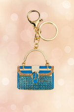 Bag Charm Keychain - Blue Rhinestone Handbag Purse Bag Charm Keychain