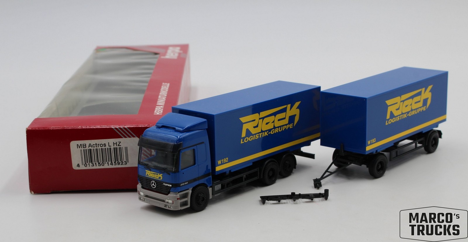 Herpa MB Actros MP1 WB-Hängerzug Rieck Logistik-Gruppe 145923 1:87 /H28570