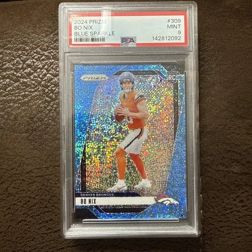 2024 Prizm Bo Nix Blue Sparkle PSA 9             75/ 96
