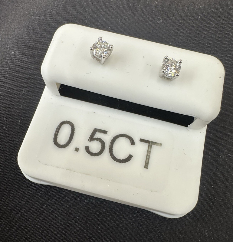 Moissanite Stud Earrings 0.50 ctw 925 Sterling Silver Screw Back GRA