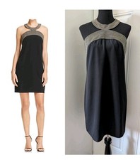 Laundry By Shelli Segal Dress Size 8 Embroidered Halter Black Lined Cocktail 
