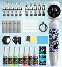 All  in  One Tattoo Kit,Built  in 1100mAh Battery,10 Needles  7 Tattoo Inks.