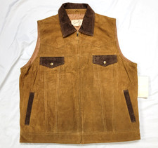 295 New SCULLY Full Zip Leather Casual Vest Men's 2XL XXL Brown WESTERN Pockets