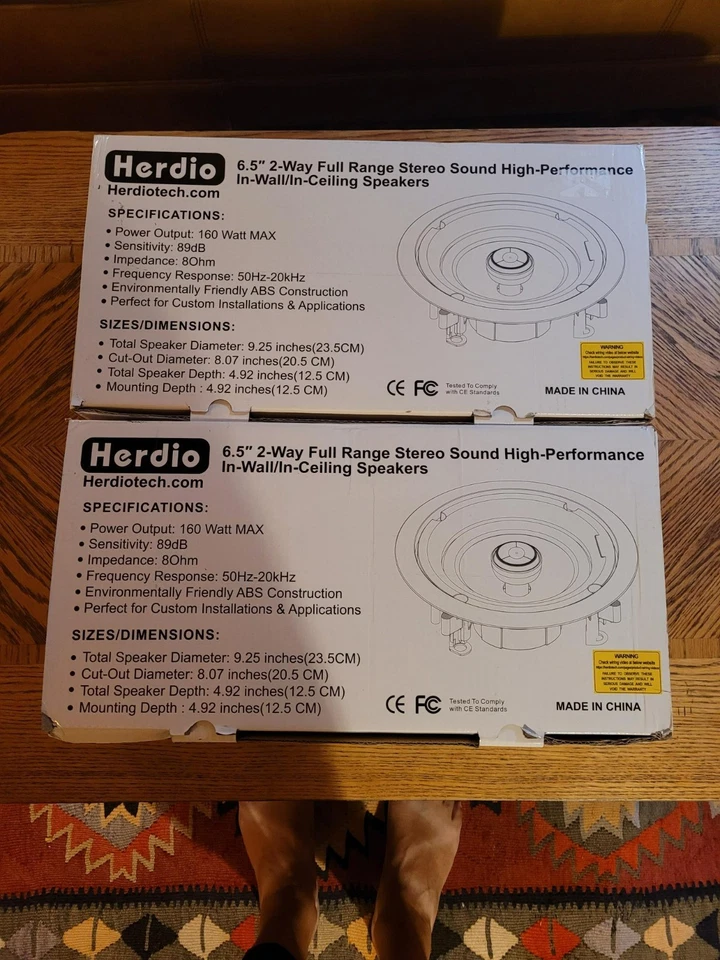 Herdio 6.5" 2-Way Full Range Stereo High-Performance In-Wall/In-Ceiling Speakers - image 4 of 4