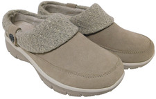 Skechers Easy Going Full Bloom Size 8.5 W WIDE EU 38.5 Women's Suede Clogs Taupe