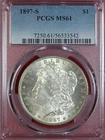 1897-S MORGAN DOLLAR PCGS MS61