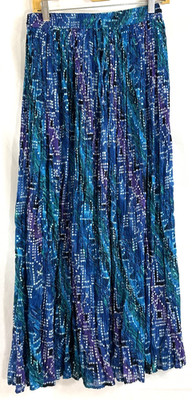 Vintage Zero Zero Sz M Multicolor Gypsy Crinkle Broom Stick Skirt Elastic Waist