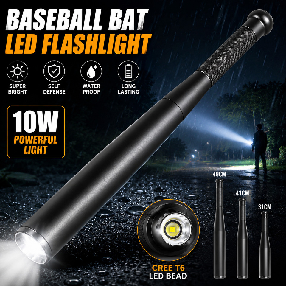 Baseball Led Flashlight Emergency 3 Lighting Modes Security Super Bright Torch✨