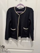 Gucci black cardigan with a cream or gold-tone trim With Defect no buttons Sz M