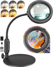 30X 10X Magnifying Glass with Light and Stand, 5 Color Modes Stepless Dimmable,