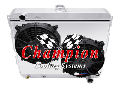 KR 2 Row Radiator,10'' Fans,Shroud-1970-1973 Dodge Coronet Small Block V8 #EC2374