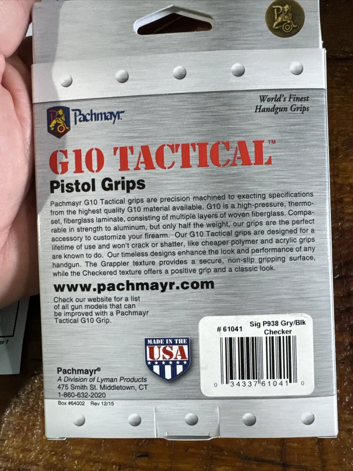 Pachmayr 61041 G10 Tactical Series Grips for Sig Sauer 938 Pistols. Checkered - Image 4 of 4