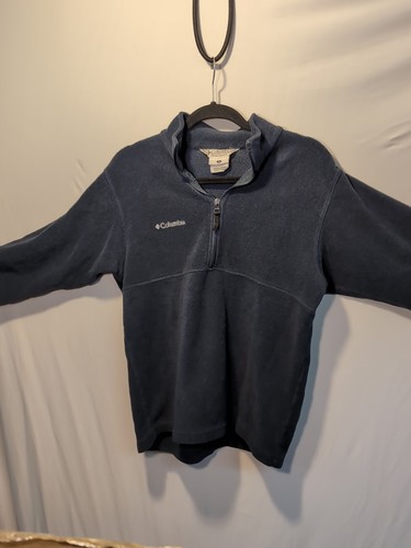 columbia t fleece pullover 1/2 Zip Grey/Navy Blue Mens Small good condtion, logo