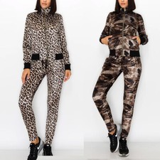 Women's Camo  Leopard Velour Velvet Tracksuit Sweatshirt Set VL222EY  VL223EY