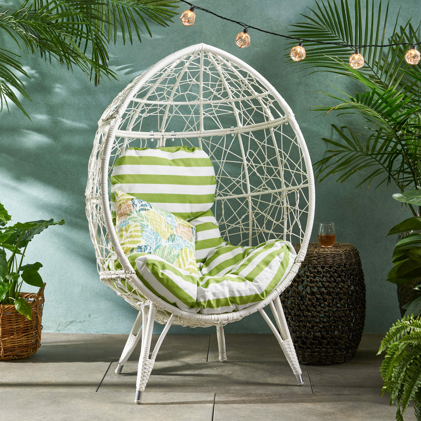 Keondre Indoor Wicker Teardrop Chair with Cushion eBay