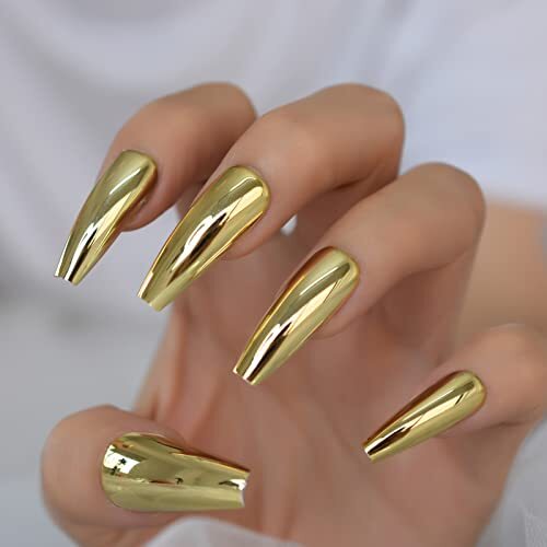 Sarg Medium UV-Gel wiederverwendbare Fingernägel glänzend solide Farbe golden zum Andrücken - Bild 1 von 7