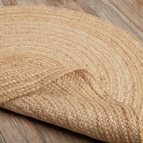 Harlow Jute Rug w/ Pad 3ft Round Natural Rustic Primitive Country Cottage - Picture 4 of 7