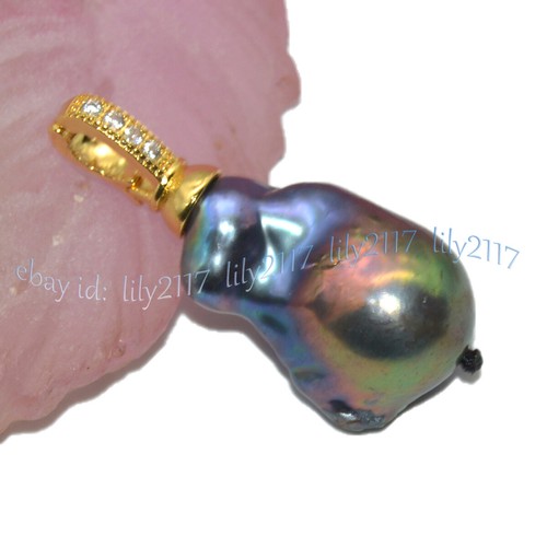 Enorme Colgante de Perla Barroca Keshi Blanco Natural Real 15x20 mm Enchapado 14 kg de antigüedad - Imagen 9 de 21