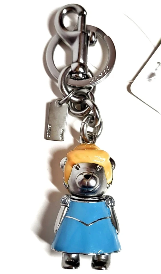 Bolso Coach Disney Oso Cenicienta Dije Llavero Plateado Azul Multicolor Nuevo con Etiquetas Foto 3 de 4