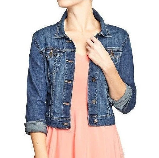 Veste En Jean Old Navy Femme Denim Bleu Taille XS Avec Poches Devant