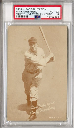 1939 - 1946 Salutation Hank Greenberg Exhibits Very Truly Yours PSA 4 VG-EX