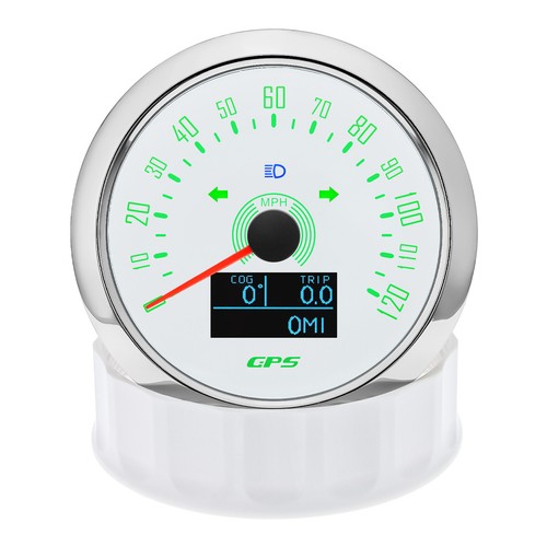 Velocímetro GPS blanco 85 mm 0-120 MPH con COG TRIP para motocicletas barco coche ATV - Imagen 6 de 16
