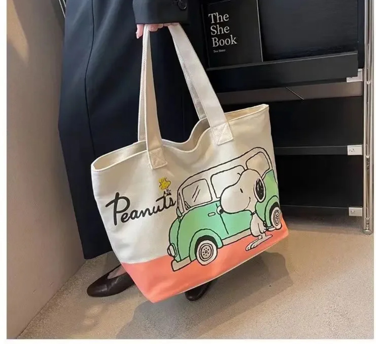 Peanuts Snoopy Large Tote Shoulder Bag Ladies Cartoon Zipper