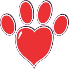 3inx3in Red Heart Paw Print Bumper Sticker Vinyl Vehicle Window Sticker