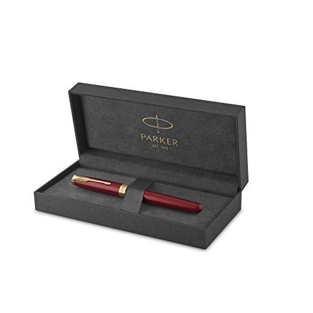 PARKER Sonnet penna roller, laccatura di colore rosso con finiture in oro, penni