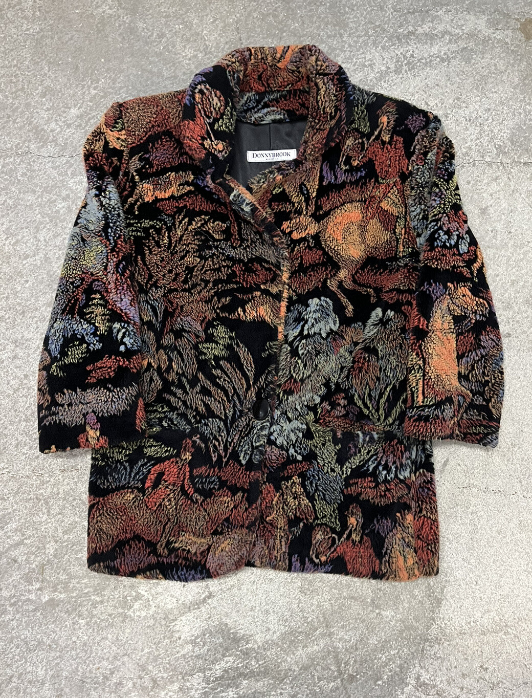 Vintage Donnybrook Equestrian Print Fleece Faux Fur C… Gem