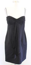 David Meister Womens Black Draped Front Silk Cocktail Party Dress Sheath Size 8